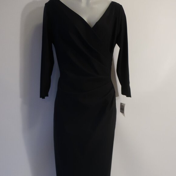 NWT Womens Alex Evenings Black Long Maxi Gown Column Dress 14 - Picture 3 of 12